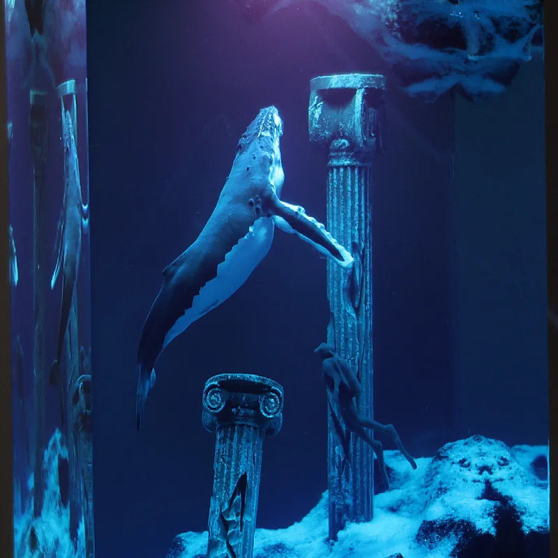 New Marine Art Handicrafts - Wooden Resin Luminous Statues Cave Whales Divers Family Table Decorations Unique Gifts