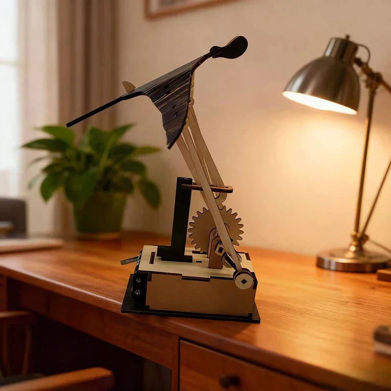 Wooden Electric Manta Ray Ornament Automaton with Lifelike Swimming Motion Ocean Decor for Desk Tabletop Home Gift
